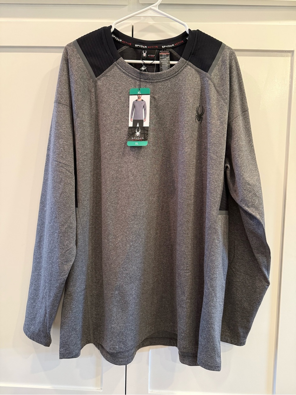 NWT Spyder Active Men XL Gray ProWeb Long Sleeve Outdoor Base Layer Top